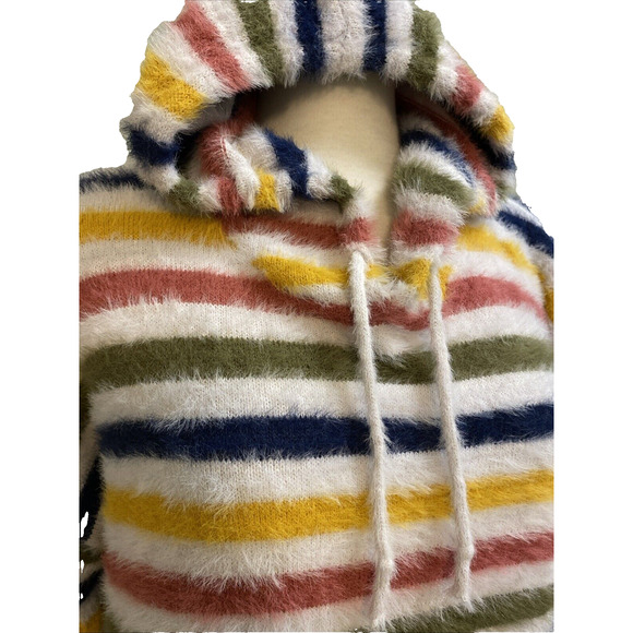 Anthropologie Oliver Striped Soft Multicolor Hooded Sweater L - Picture 2 of 6